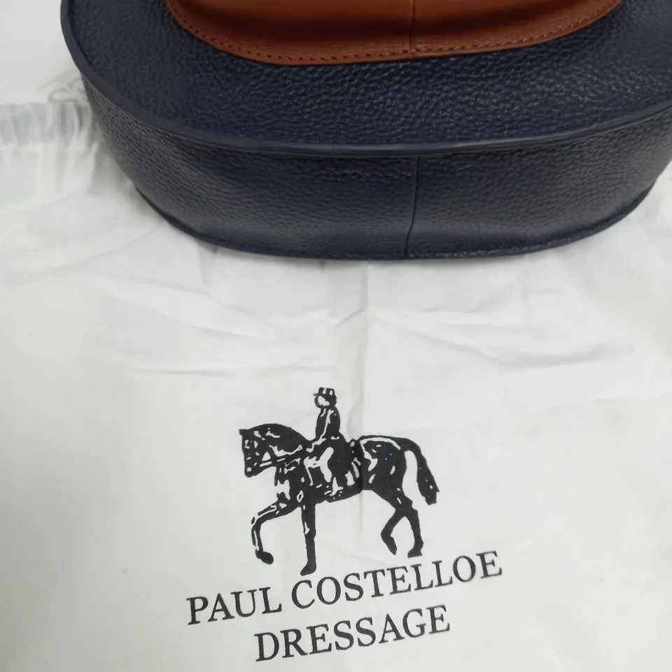 PAUL COSTELLOE DRESSAGE HAND BAG IN DARK BLUE & BROWN 