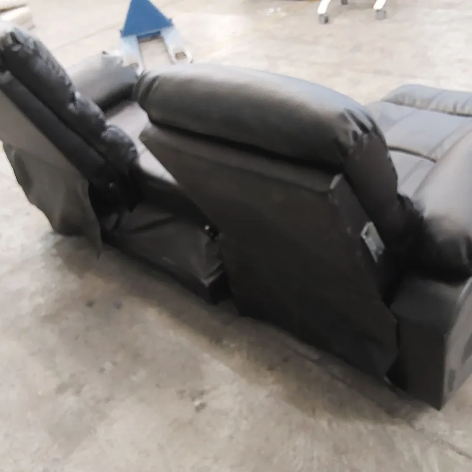 DESIGNER 3 SEATER BLACK LEATHER MANUAL RECLINER SOFA