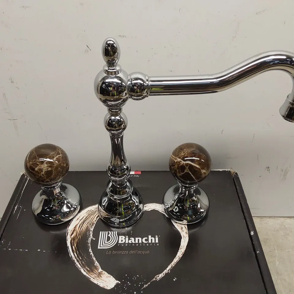 BOXED BIANCHI BOHEME 3-HOLE WASH BASIN MIXER WITH SHORT SPOUT AND AUTOMATIC POP-UP WASTE 