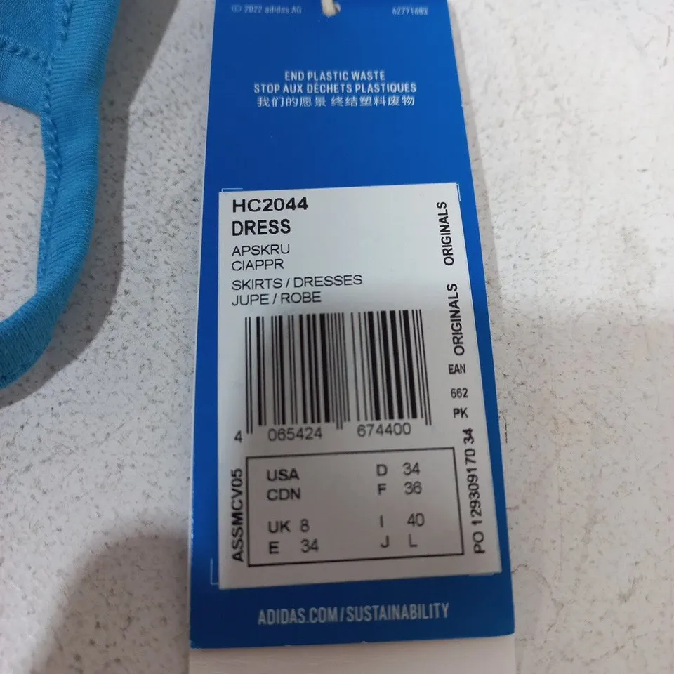 ADIDAS SPORTS DRESS IN BLUE - UK 8