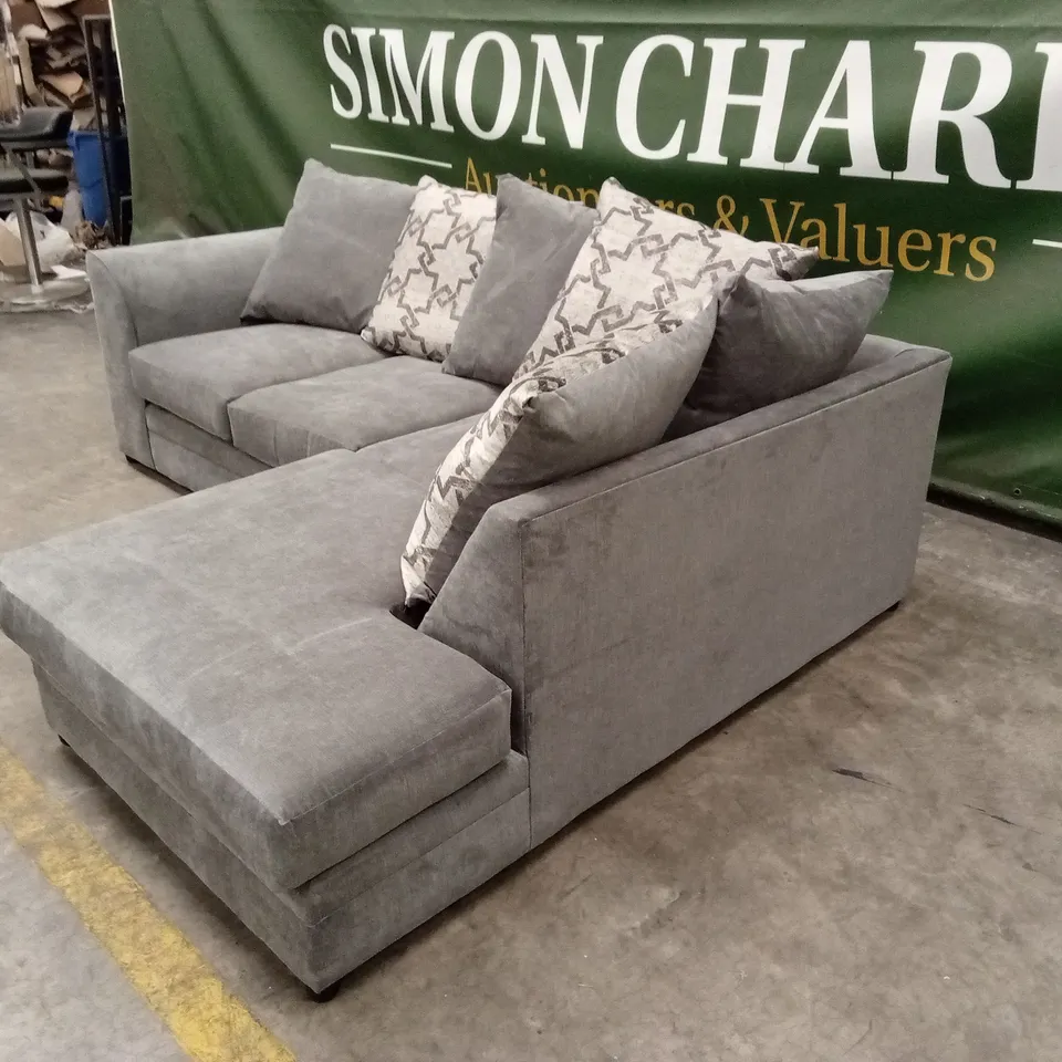 THREE POSTS ARABELLA GREY FABRIC SCATTER-BACK CORNER SOFA
