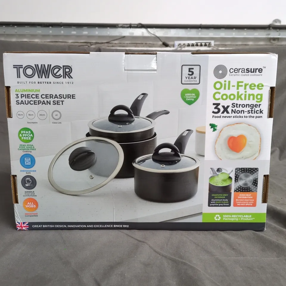 TOWER 3 PIECE CERASURE SAUCEPAN SET