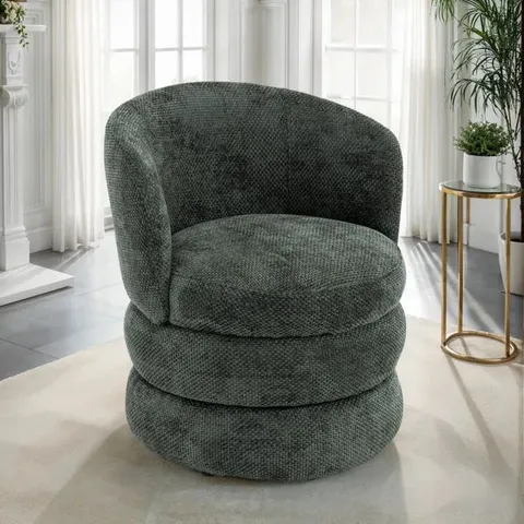 BOXED 17 STORIES UPHOLSTERED SWIVEL BARREL CHAIR - GREEN (1 BOX)