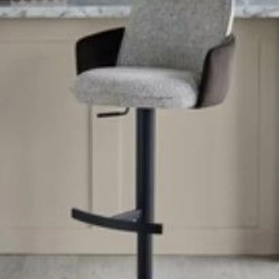 BOXED DANETTI WREN GREY FABRIC AND MOCHA VELVET GAS LIFT BAR STOOL