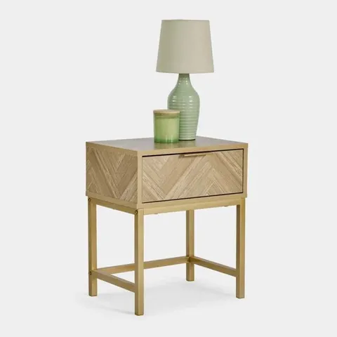 BOXED VONHAUS DUCIE HERRINGBONE BEDSIDE TABLE