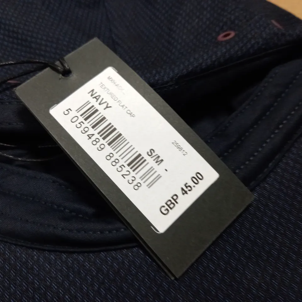 TED BAKER TEXTURED FLAT CAP IN NAVY - S/M
