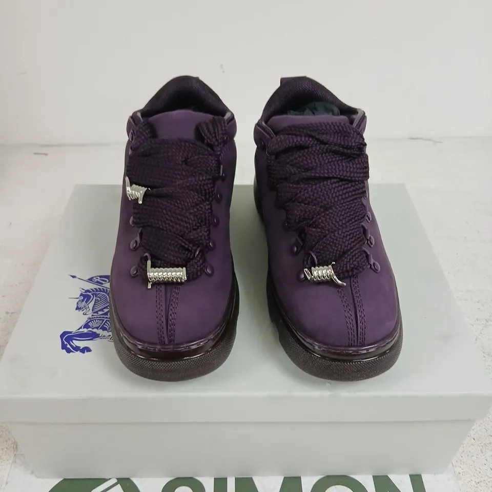 BURBERRY HIKING BOOTS ON RUBBER SOLE – AUBERGINE/PURPLE, UK4 (EU37)