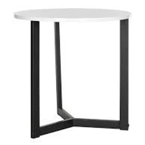 BOXED SAFAVIEH LACQUERED METAL SIDE TABLE - WHITE/BLACK (1 BOX)