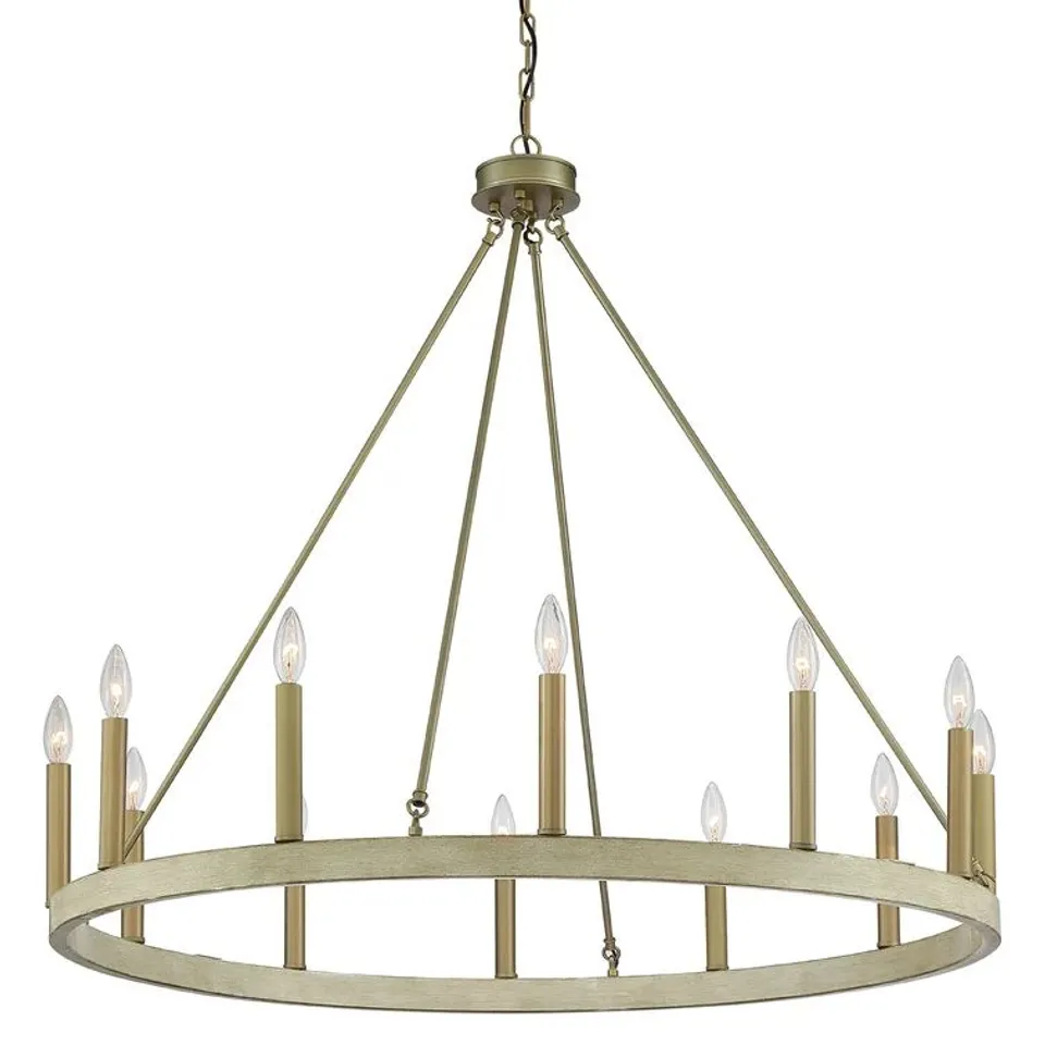 BOXED CAMPO 12-LIGHT WAGON WHEEL CHANDELIER 