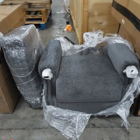 DESIGNER ELECTRIC RECLINER EASY CHAIR UPHOLSTERED IN GREY FABRIC (2 PARTS)