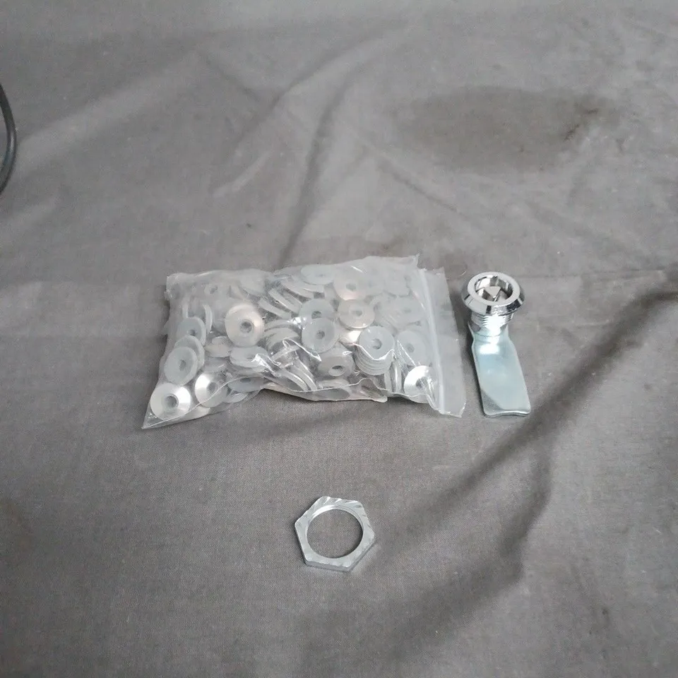 BOX OF ASSORTED WASHERS , NUTS AND BOLTS