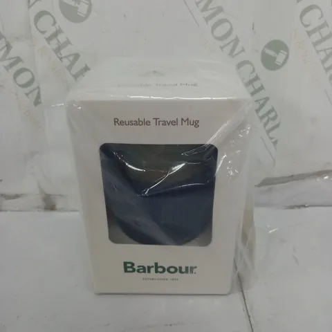 BARBOUR REUSABLE TRAVEL MUG IN GREEN TARTAN