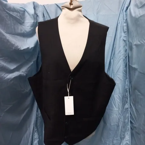 H. BROTHERS SLIM BLACK WAISTCOAT – MEN'S WAISTCOAT, (108 CM) – BRAND LABEL