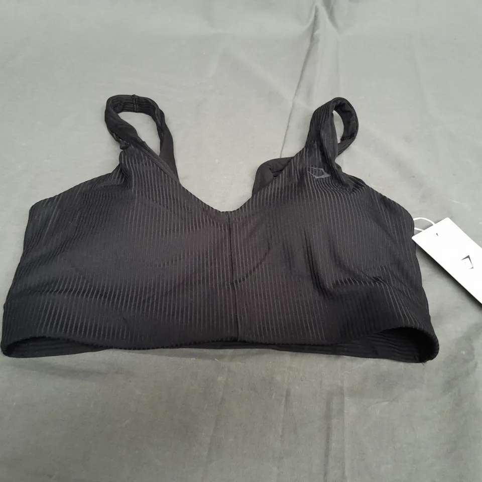 GYMSHARK RIBBED SPORTS BRA IN BLACK - SMALL