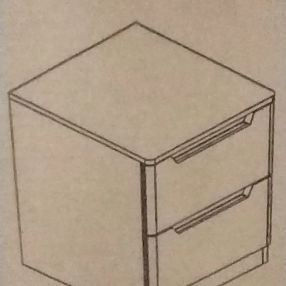 BOXED LARSON 2 DRAWER BEDSIDE IN GREY -H51.5 X W38 X D41CM 