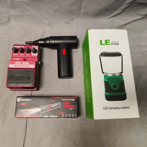 APPROXIMATELY 10 ASSORTED HOUSEHOLD ITEMS TO INCLUDE DIGITECH HOT ROD ROCK DISTORTION PEDAL, LED CAMPING LANTERN, ETC
