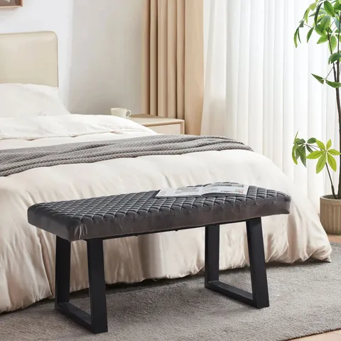 BOXED WREN DINING BENCH END-OF-BED BENCH [GREY VELVET]