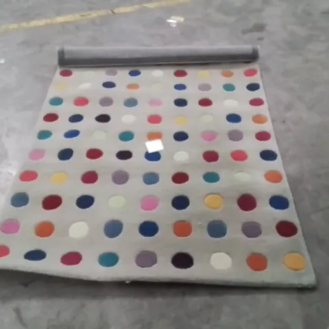 AGATHON SPOTTY HAND TUFTED WOOL GREY AREA RUG 170X120CM