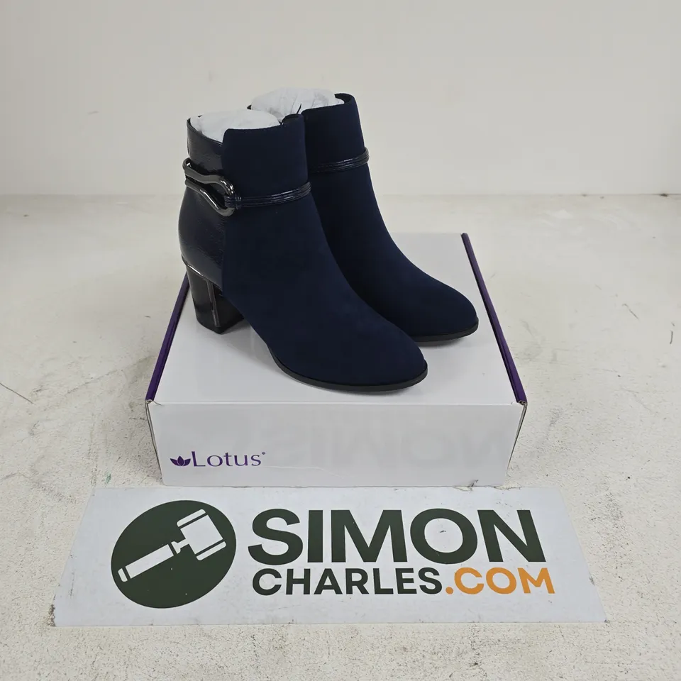 LOTUS EBONY ULB401 NAVY SUEDE ANKLE BOOTS, UK4 