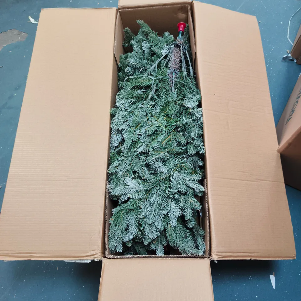 BOXED 7FT DENVER PRE LIT FLOCKED CHRISTMAS TREE WITH DUAL COLOUR TWINKLE LIGHTS - COLLECTION ONLY
