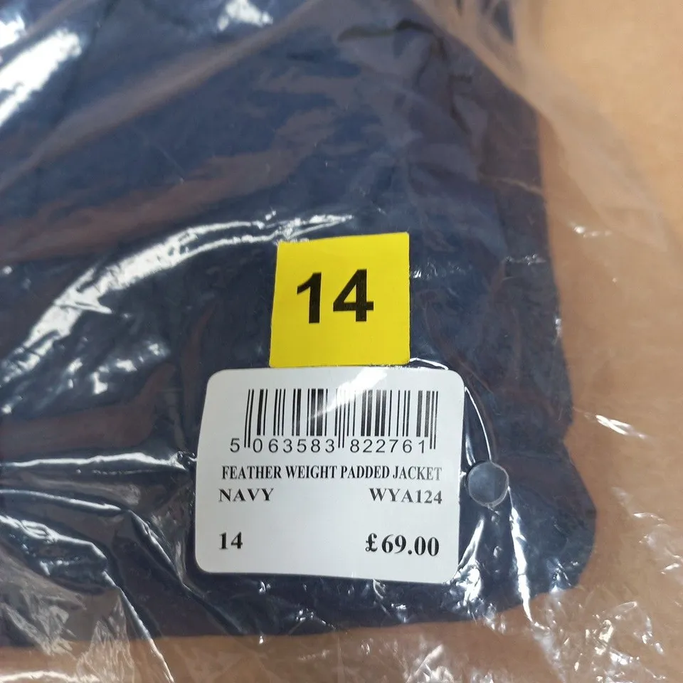 THE CLOTHING COMPANY FEATHER WEIGHT PADDED JACKET – NAVY – UK SIZE 14