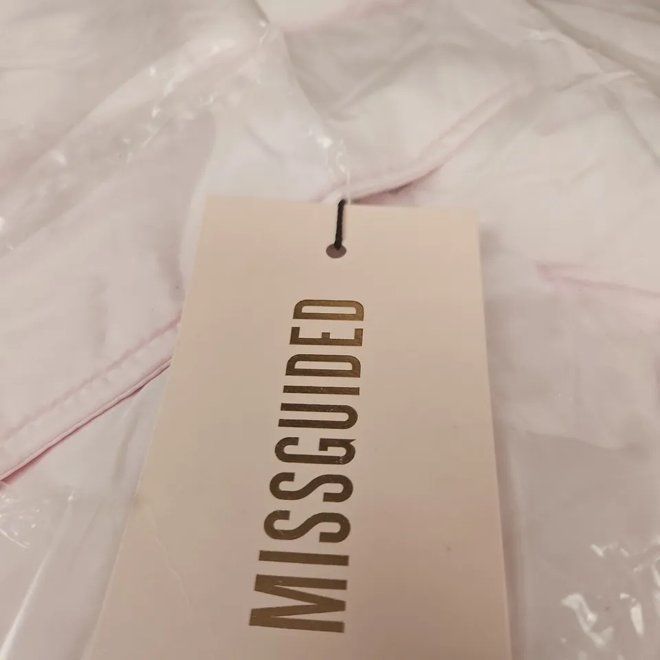 MISSGUIDED HIGH NECK PUFFER COAT - LIGHT PINK, UK 14