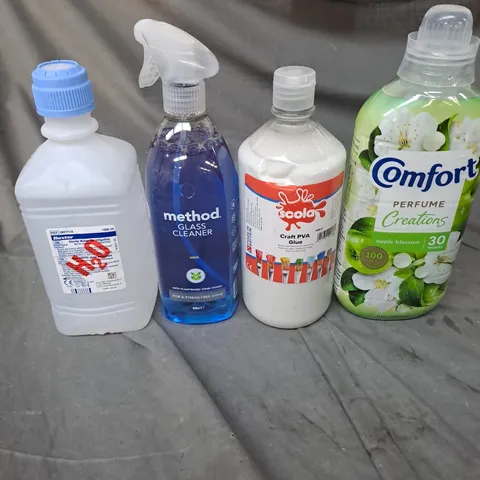APPROXIMATELY 10 ASSORTED HOUSEHOLD PRODUCTS TO INCLUDE GLASS CLEANER, PVA GLUE, FABRIC SOFTENER ETC