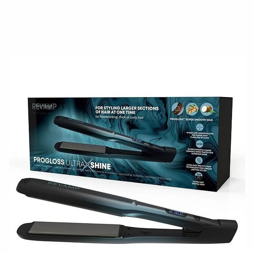 REVAMP PROGLOSS WIDE ULTRA X SHINE CERAMIC HAIR STRAIGHTENER