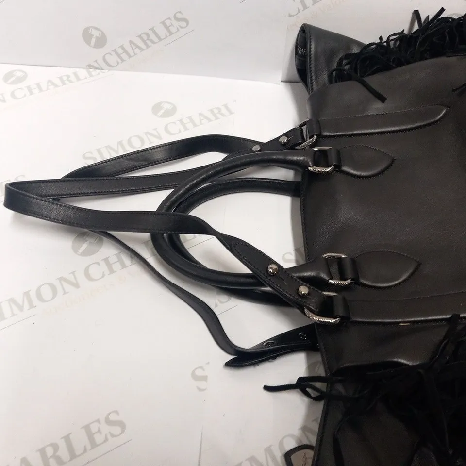CHRISTIAN LOUBOUTIN JUSTINE BLACK FRINGE BAG