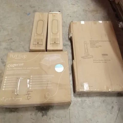 PALLET OF ASSORTED HOUSEHOLD GOODS & PRODUCTS TO INCLUDE; AIR COOLERS, BASSINET COT, FOLDING HAND TROLLEY, BOXED FURNITURE ETC 