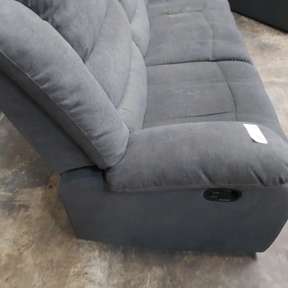DESIGNER MANUAL RECLINING THREE SEATER SOFA GREY FABRIC