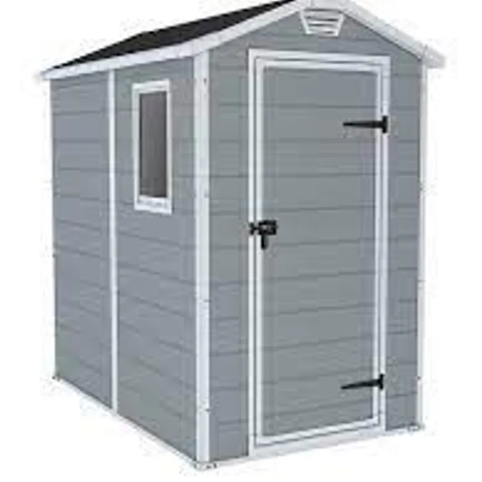 BOXED KETER 4X6 APEX MANOR RESIN MAINTENANCE FREE SHED RRP £419.99