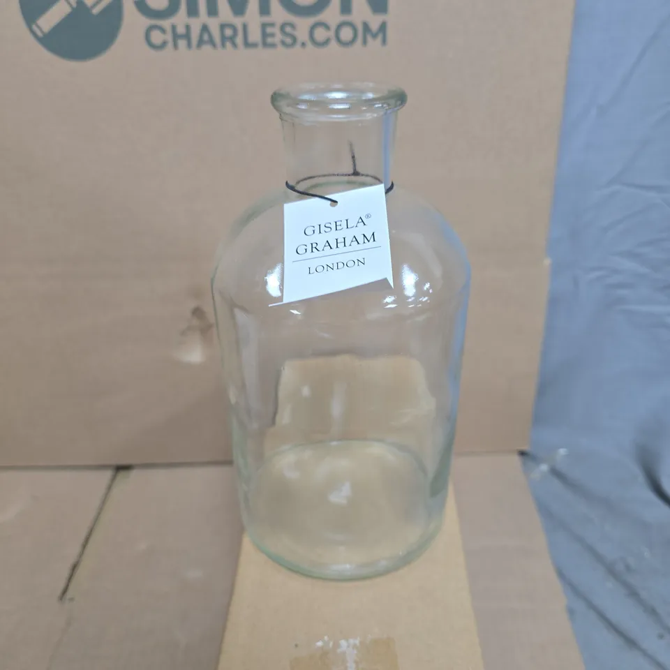 GISELA GRAHAM - CLEAR BOTTLE GLASS VASE - BOX OF APPROXIMATELY 12PCS 