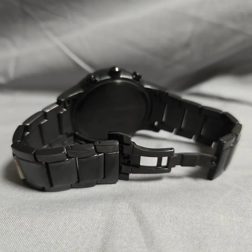 EMPORIO ARMANI CHRONOGRAPH WATCH – BLACK DIAL, STAINLESS STEEL BRACELET