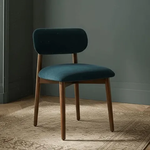 BOXED LAYLA DINING CHAIR IN PETROL BLUE VELVET