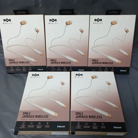 5 X BOXED MARLEY SMILE JAMAICA WIRELESS BLUETOOTH EARPHONES