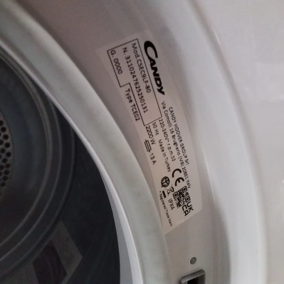 CANDY SMART CSEC9LF-80 9KG CONDENSER TUMBLE DRYER, WITH SMART CONNECTIVITY - WHITE