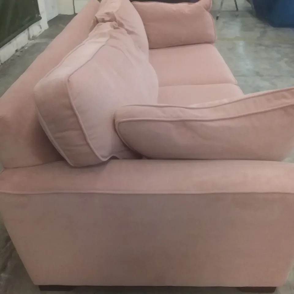 QUALITY BRITISH DESIGNER LOUNGE CO. JOISE 4 SEATER SOFA PINK PLUSH FABRIC