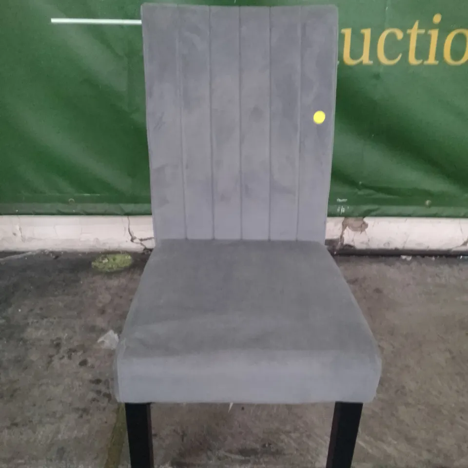 SALISBURY GREY VELVET DINING CHAIR WITH BLACK LEGS