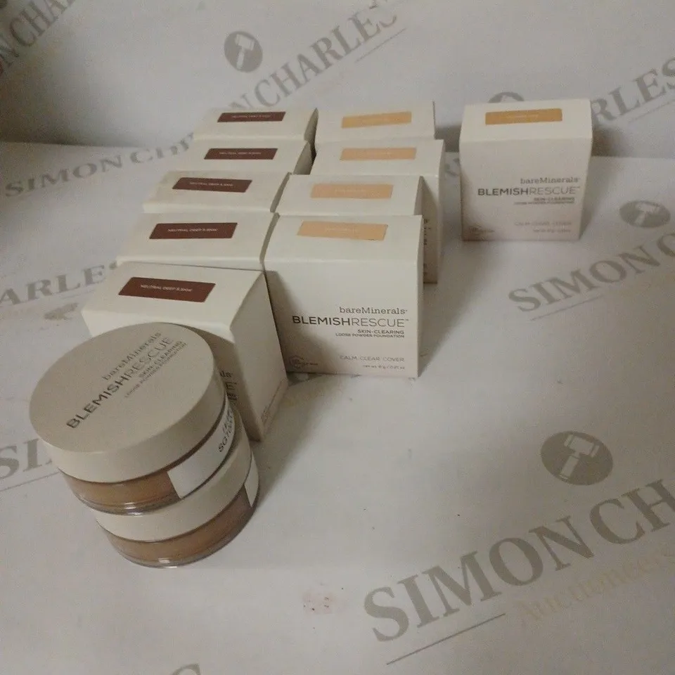 LOT OF 12 BAREMINERALS BLEMISH RESCUE SKIN-CLEARING LOOSE POWDER FOUNDATION 0.21OZ [7X 5.5W, 4X 1N, 1X 3.5W]