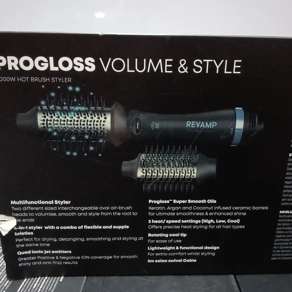 BOXED REVAMP PROGLOSS VOLUME & STYLER 1000W HOT BRUSH STYLER