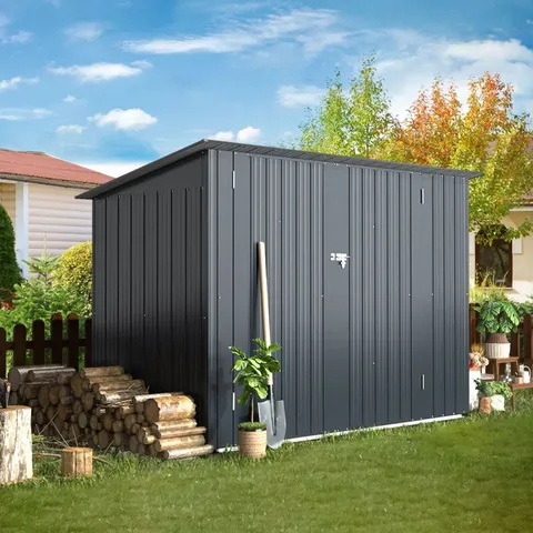 BOXED METAL OVERLAP PENT STORAGE SHED