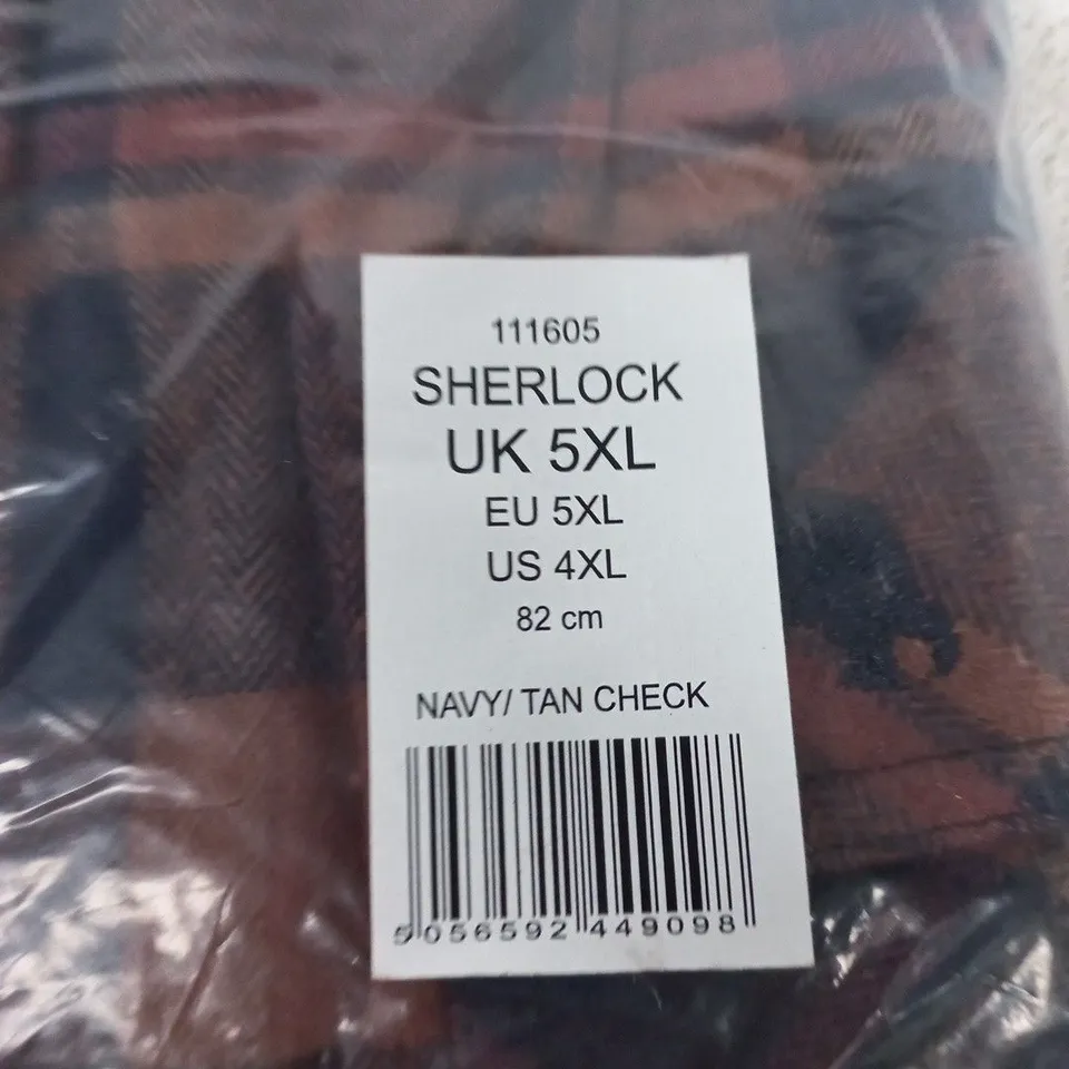 SHERLOCK SHIRT – NAVY/TAN CHECK, UK 5XL