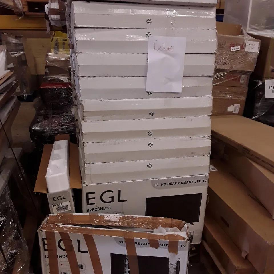 PALLET OF APPROXIMATELY 31 BOXED EGL 32" HE READY SMART LED TVS