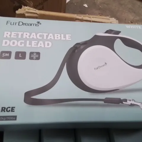 BOX CONTAINING 24 BOXED FURDREAMS RETRACTABLE DOG/PET LEADS -WHITE- -LARGE-