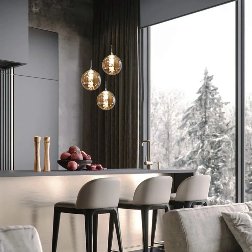 BOXED AMICE HEIGHT-ADJUSTABLE 3-LIGHT PENDANT LIGHT (1 BOX)