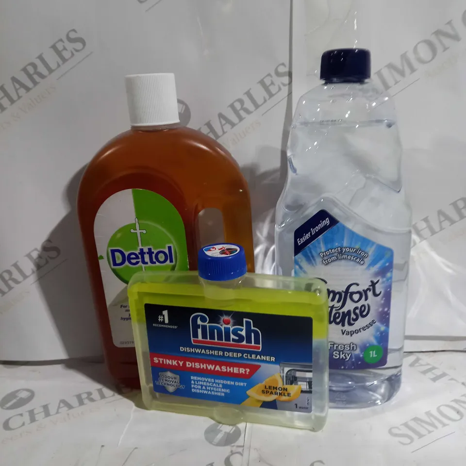 APPROX 15 HOUSEHOLD ITEMS TO INCLUDE DETTOL, FINISH, IRONING FLUID 