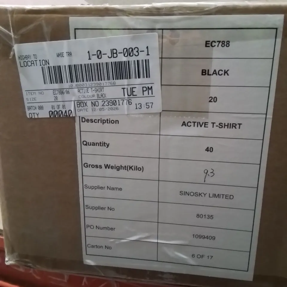 BOXED BRAND NEW APPROXIMATELY 40 SIMPLY BE ACTIVE BLACK T-SHIRT SIZE 20