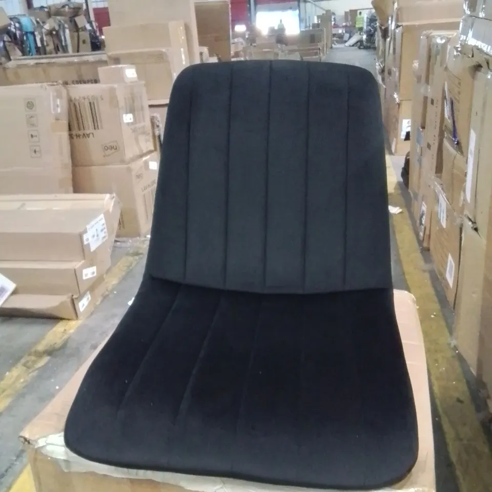 BOXED CUMMER SET OF TWO BLACK CRUSHED VELVET UPHOLSTERED DINING CHAIRS