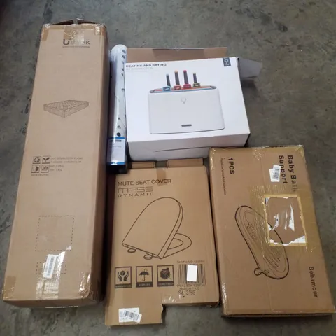 PALLET CONTAINING ASSORTED PRODUCTS INCLUDING TOILET SEAT, PETAL SHOWER MAT, BABY BATH SUPPORT, KNIFE AND CHOPPING BOARD COLLECTION &  DOUBLE MATTRESS TOPPER 